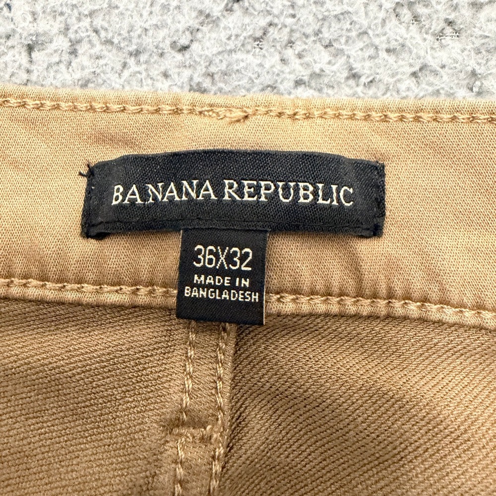 Banana Republic Twill Pants Mens 36x32 Tan 5-Pocket Straight Leg Stretch Khaki - Picture 4 of 12
